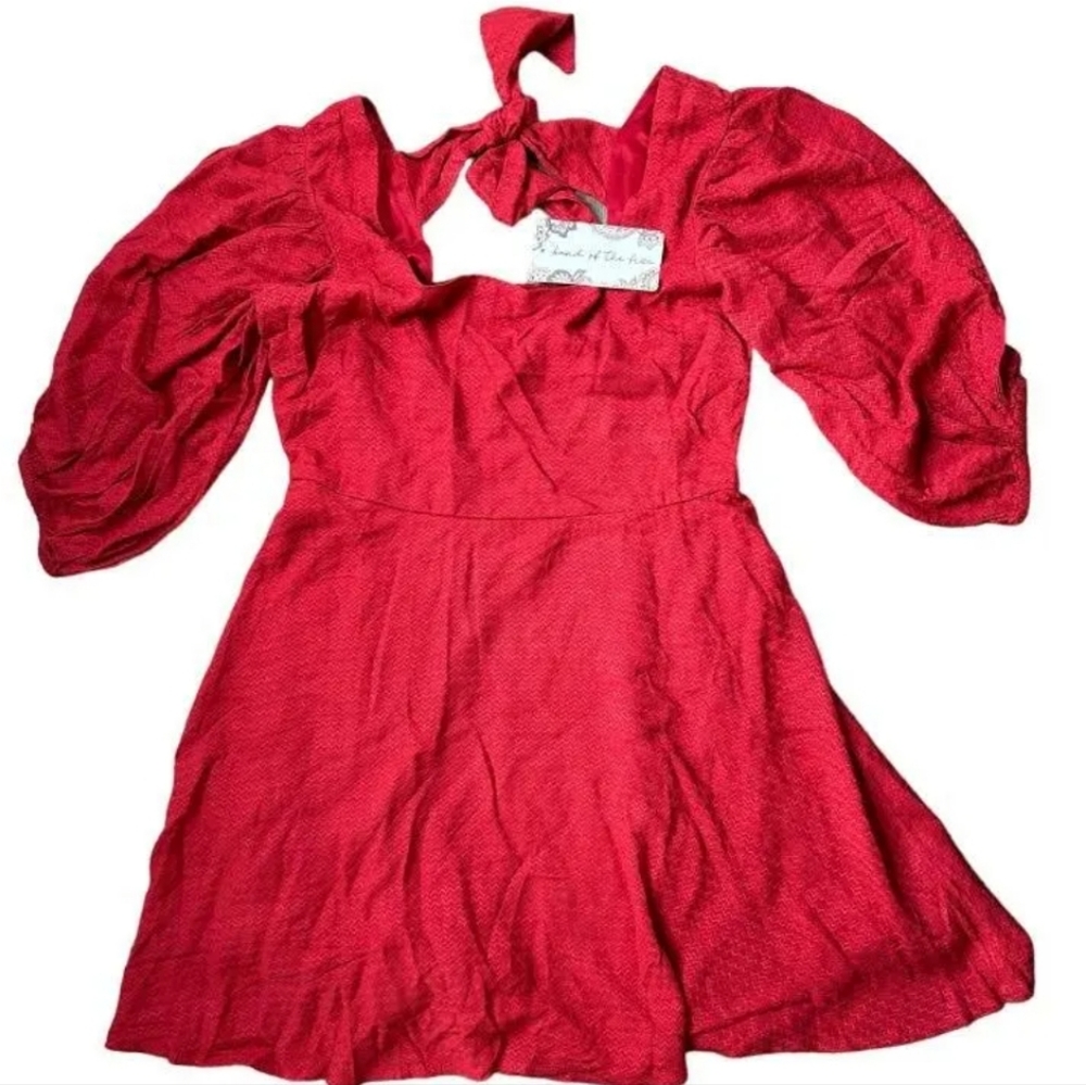 Band of the Free Josette Aurora Red Puff Sleeve Dress - Picture 3 of 7